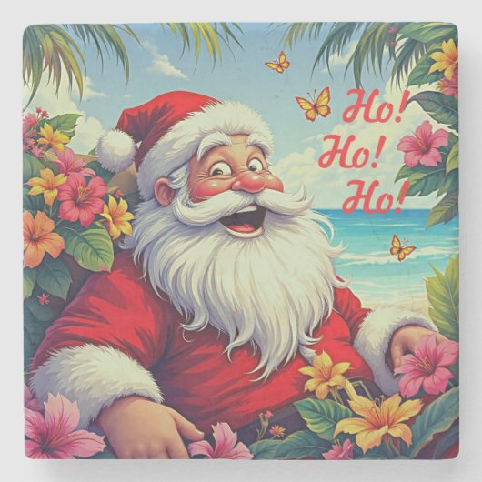 Santa Claus Stone Coaster Stenen Onderzetter (Voorkant)