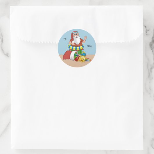 Santa Claus Strand Kerstcadeau Label (Tas)