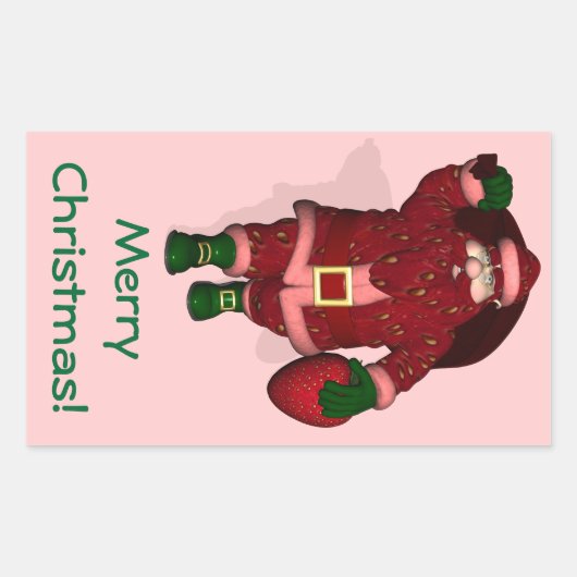 Santa Claus Strawberry Farmer Rechthoekige Sticker (Voorkant)