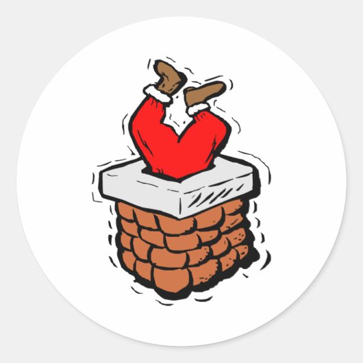 Santa Claus Stuck in Chimney Ronde Sticker (Voorkant)