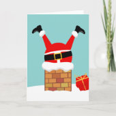 Santa Claus stuck in the chimney on the roof Kaart (Voorkant)