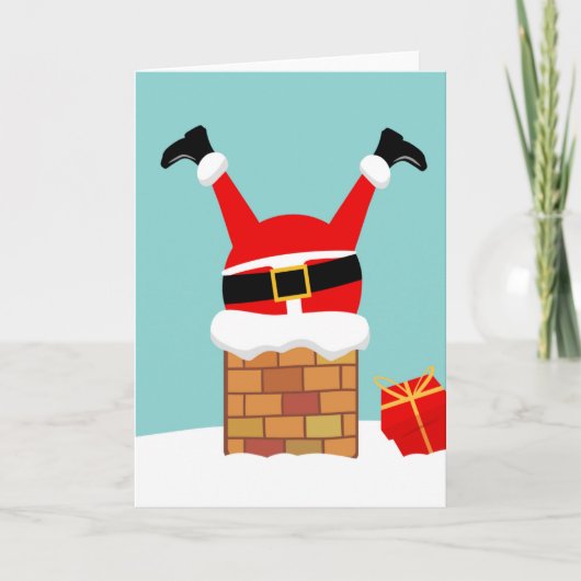Santa Claus stuck in the chimney on the roof Kaart (Voorkant)