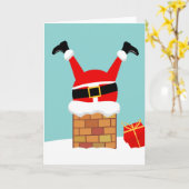 Santa Claus stuck in the chimney on the roof Kaart (Gele Bloem)