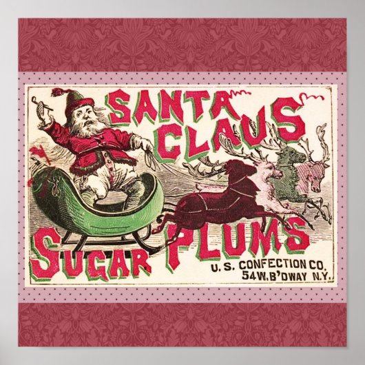 Santa Claus Sugar Plum Kerstmis Poster (Voorkant)