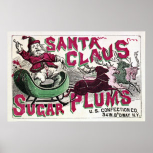 Santa Claus Sugar Plums - Vintage Kerstmis Poster