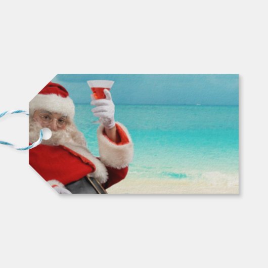 Santa Claus Summer Cadeaulabel (Achterkant Horizontaal)