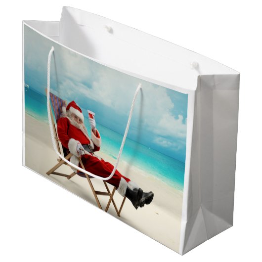 Santa Claus Summer Groot Cadeauzakje (Voorkant Gekanteld)