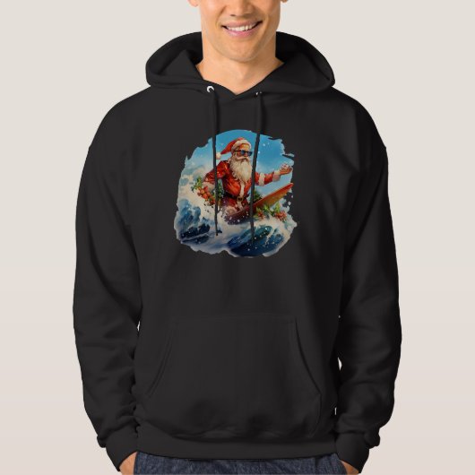 Santa Claus surfen shredding golven Hoodie (Voorkant)
