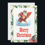 Santa Claus Surfer Cartoon Illustratie Feestdagenkaart<br><div class="desc">Sinterklaas Lifestyle Leuk,  Reizen Vrolijke golf,  Kunst Leuk Tekenen Hawaïaans,  Glimlach Surfer Zon Water,  Ocean Sport Zomer surf,  Tropical Happy Funny Beach,  Surfboard Hot Holiday Kerstmis,  cartoon Illustratie Surfen Kerstmis,  Sinterklaas</div>