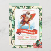 Santa Claus Surfer Cartoon Illustratie Kaart (Voorkant / Achterkant)