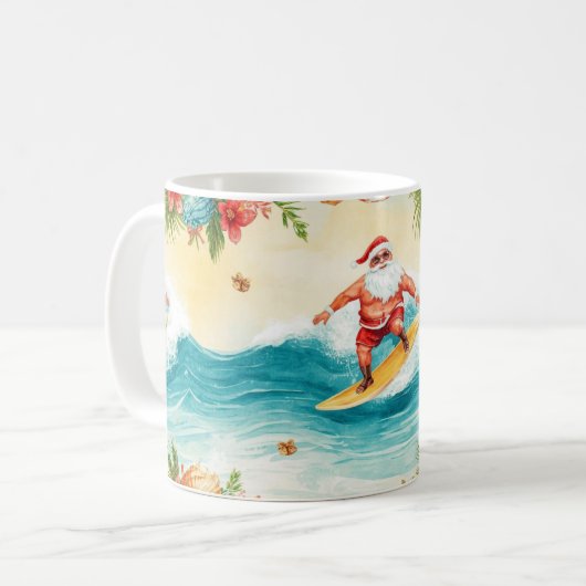  Santa Claus surfing on Christmas Holiday  Koffiemok (Voorkant links)