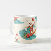 Santa Claus surfing on Christmas Holiday Koffiemok (Voorkant links)