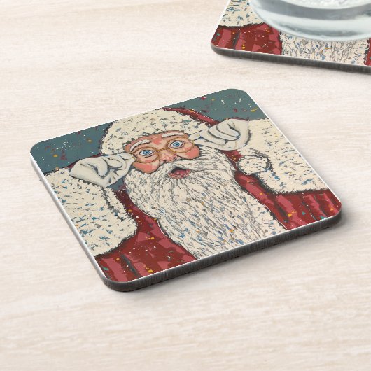 Santa Claus Surprised Bier Onderzetter (Linkerzijde)