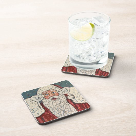 Santa Claus Surprised Bier Onderzetter (Rechterzijde)