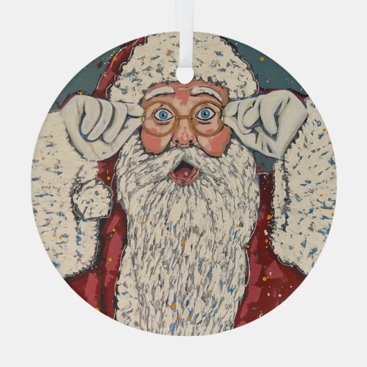 Santa Claus Surprised Glas Ornament (Achterkant)