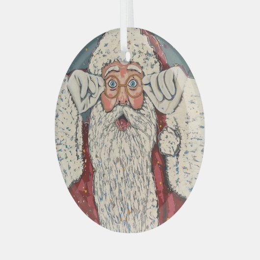 Santa Claus Surprised Glas Ornament (Voorkant links)