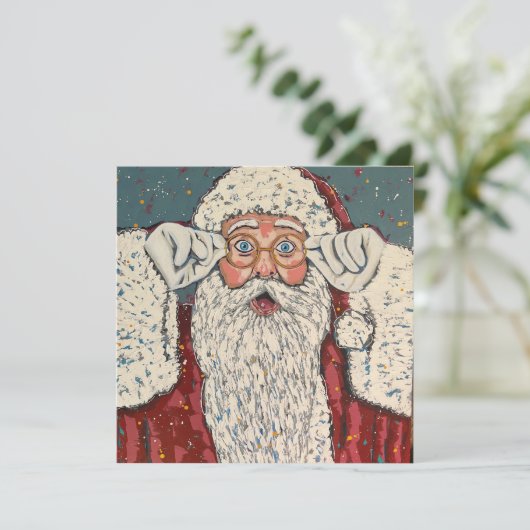 Santa Claus Surprised Kaart (Staand voorkant)