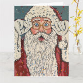 Santa Claus Surprised Kaart (Gele Bloem)
