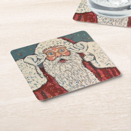 Santa Claus Surprised Kartonnen Onderzetters (Schuin)