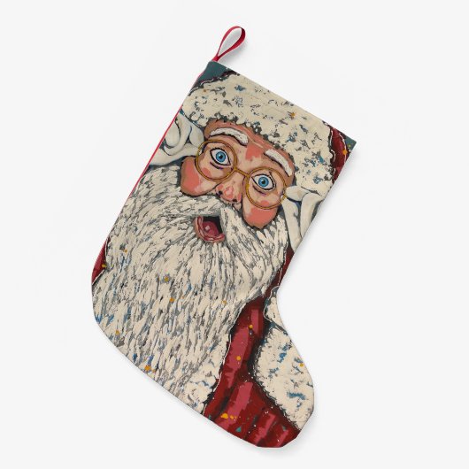 Santa Claus Surprised Kleine Kerstsok (Voorkant (Hangend))