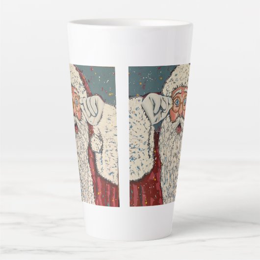 Santa Claus Surprised Latte Mok (Voorkant)