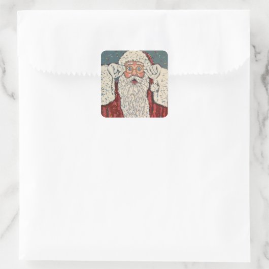 Santa Claus Surprised Vierkante Sticker (Tas)