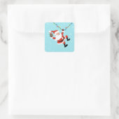 Santa Claus swinging on a string of rope Chrismas Vierkante Sticker (Tas)