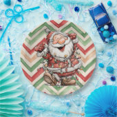 Santa Claus Tangled In Christmas Lights Papieren Bordje (Feest)