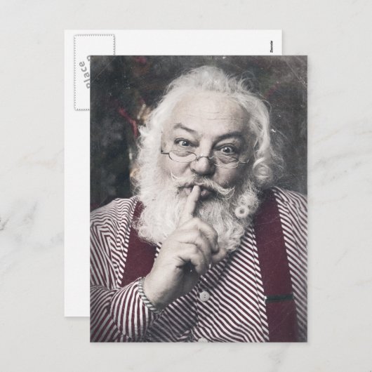 Santa Claus telling you to be quiet Feestdagenkaart (Voorkant / Achterkant)