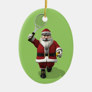 Santa Claus Tennis Player Keramisch Ornament