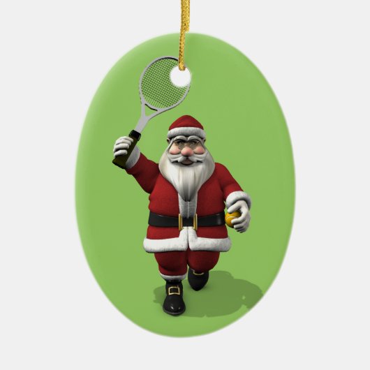 Santa Claus Tennis Player Keramisch Ornament (Voorkant)