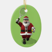 Santa Claus Tennis Player Keramisch Ornament (Achterkant)