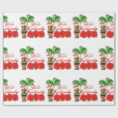 Santa Claus Tiki Mele Kalikimaka Cadeaupapier (Vlak)