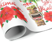 Santa Claus Tiki Mele Kalikimaka Cadeaupapier (Rol Hoek)