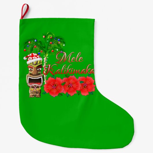 Santa Claus Tiki Mele Kalikimaka Grote Kerstsok (Voorkant)