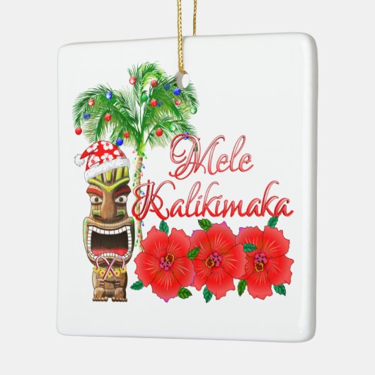 Santa Claus Tiki Mele Kalikimaka Keramisch Ornament (Links)