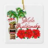 Santa Claus Tiki Mele Kalikimaka Keramisch Ornament (Voorkant)