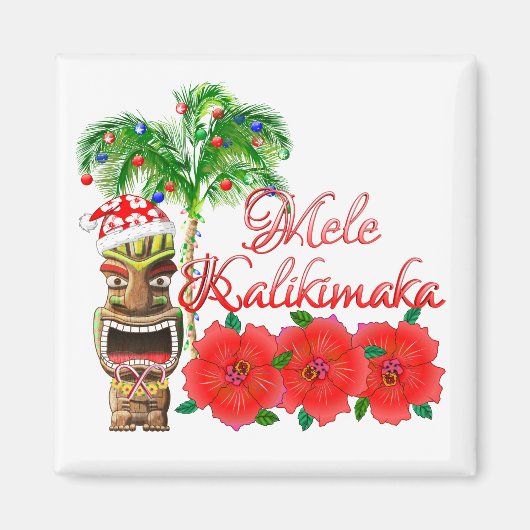 Santa Claus Tiki Mele Kalikimaka Magneet (Voorkant)