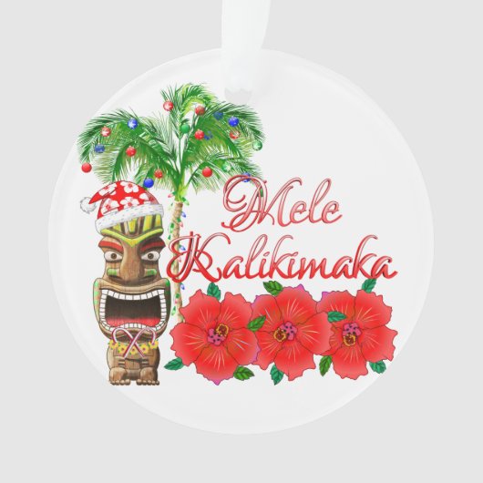 Santa Claus Tiki Mele Kalikimaka Ornament (voorkant)