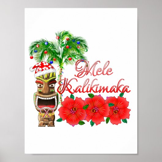 Santa Claus Tiki Mele Kalikimaka Poster (Voorkant)
