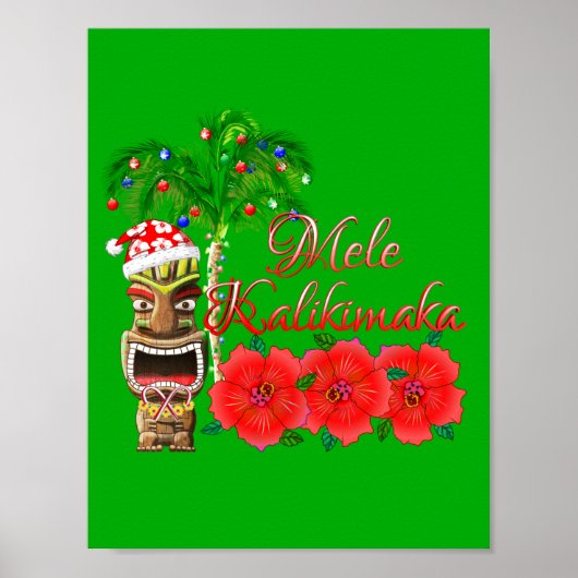 Santa Claus Tiki Mele Kalikimaka Poster (Voorkant)