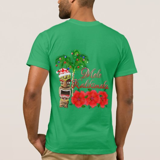Santa Claus Tiki Mele Kalikimaka T-shirt (Achterkant)