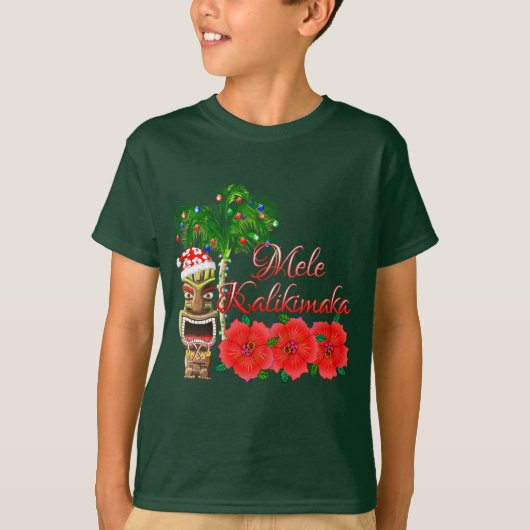 Santa Claus Tiki Mele Kalikimaka T-shirt (Voorkant)