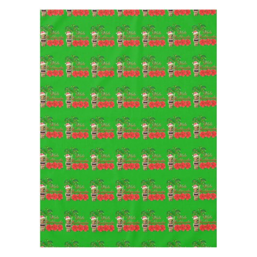 Santa Claus Tiki Mele Kalikimaka Tafelkleed (Voorkant)