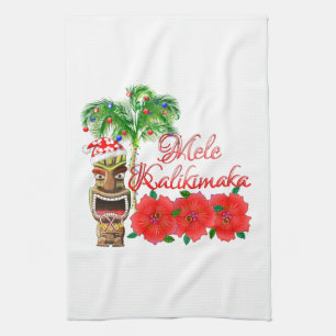 Santa Claus Tiki Mele Kalikimaka Theedoek