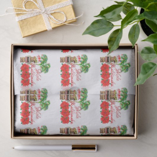 Santa Claus Tiki Mele Kalikimaka Tissuepapier (Geschenk)