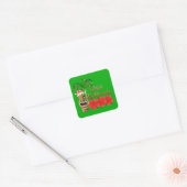 Santa Claus Tiki Mele Kalikimaka Vierkante Sticker (Envelop)