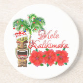 Santa Claus Tiki Mele Kalikimaka Zandsteen Onderzetter (Voorkant)