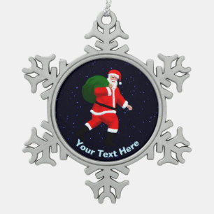 Santa Claus Tin Sneeuwvlok Ornament