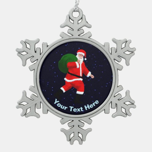 Santa Claus Tin Sneeuwvlok Ornament (Voorkant)